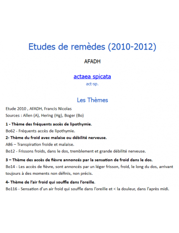 Etudes de remèdes de...